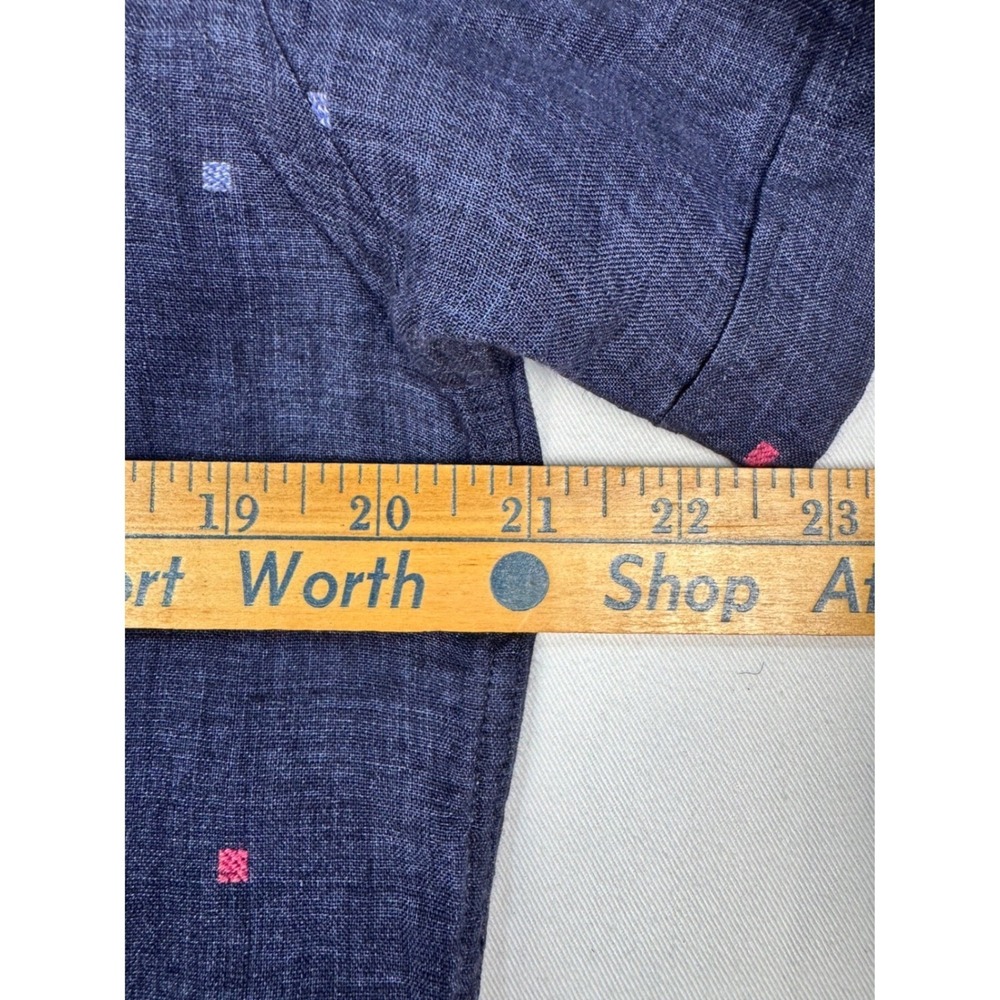 Rodd & Gunn Mens Navy Blue 100% Linen Embroidered Short Sleeve Shirt M Italian - Picture 5 of 9